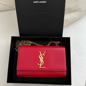 YSL small Kate bag - red with gold hardware